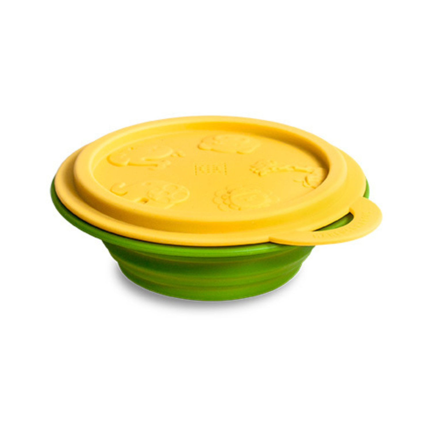 Tigela Redonda Dobrável em Silicone com Tampa Girafa Lola - Amarelo