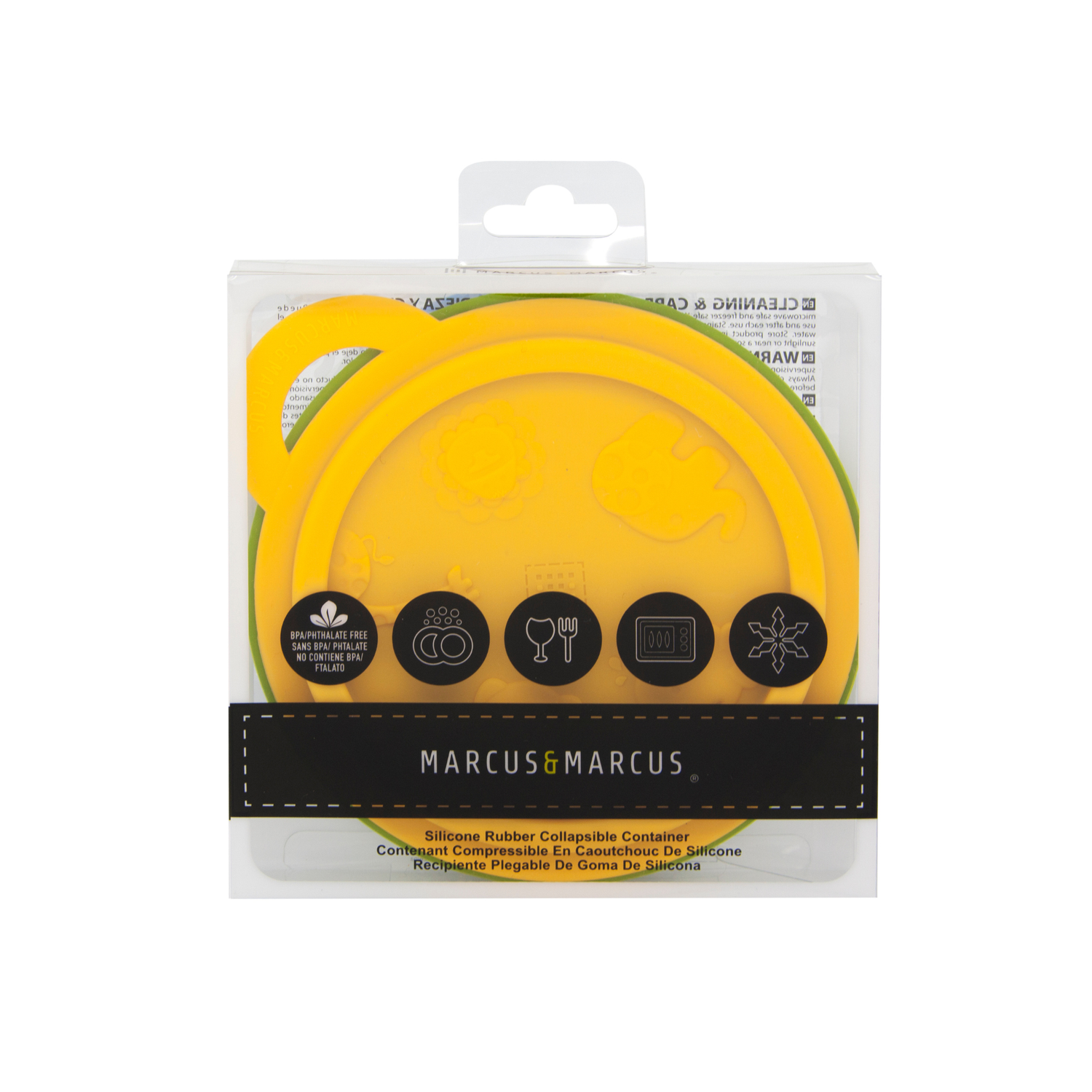 Tigela Redonda Dobrável em Silicone com Tampa Girafa Lola - Amarelo