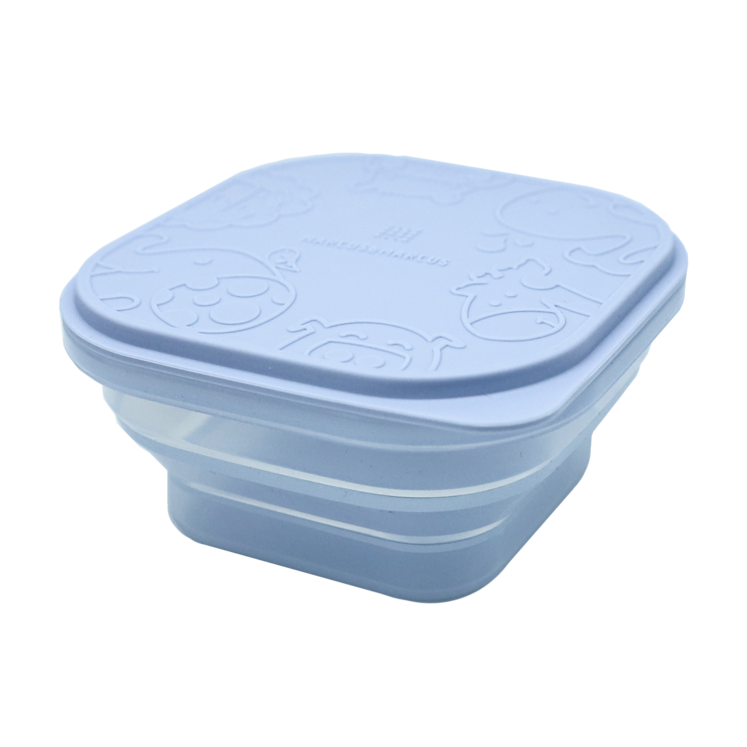 Pote Quadrado Dobrável com Tampa para Refeição ou Snack 400 ml Azul
