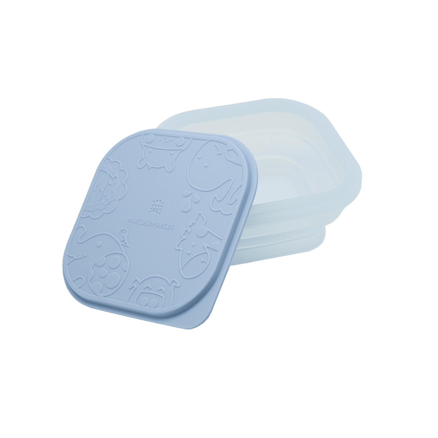 Pote Quadrado Dobrável com Tampa para Refeição ou Snack 400 ml Azul