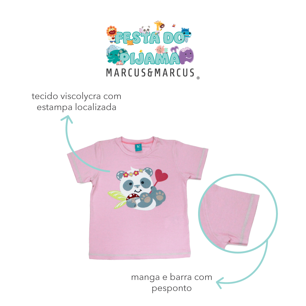 Pijama Curto Feminino Panda Pebble