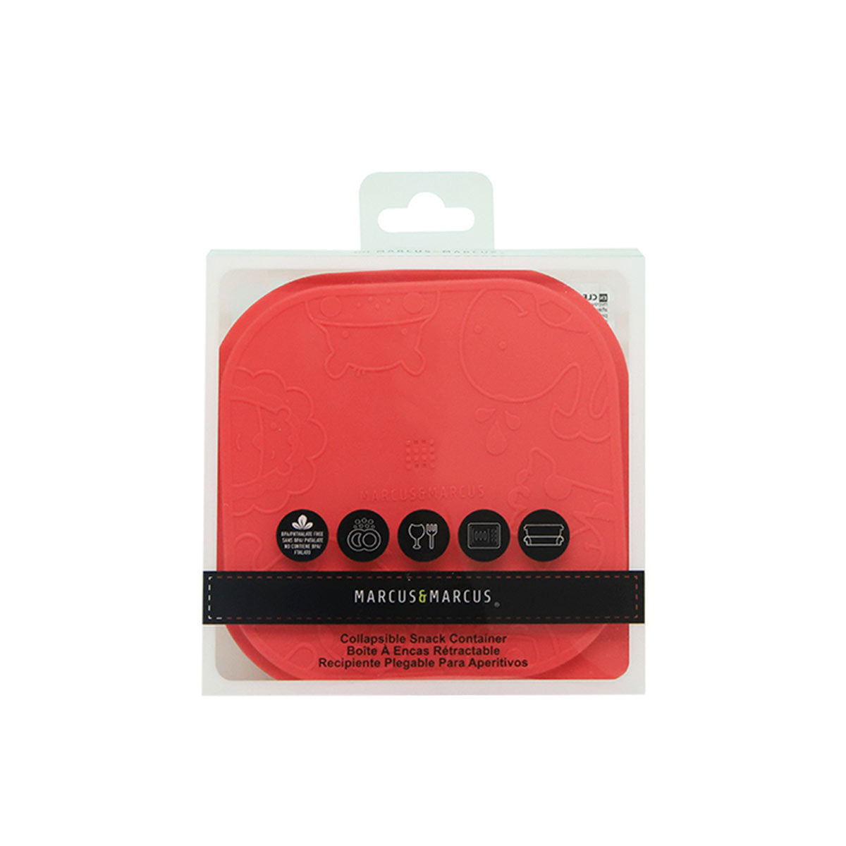 Pote Quadrado Dobrável com Tampa para Refeição ou Snack 400 ml Leão Marcus - Vermelho