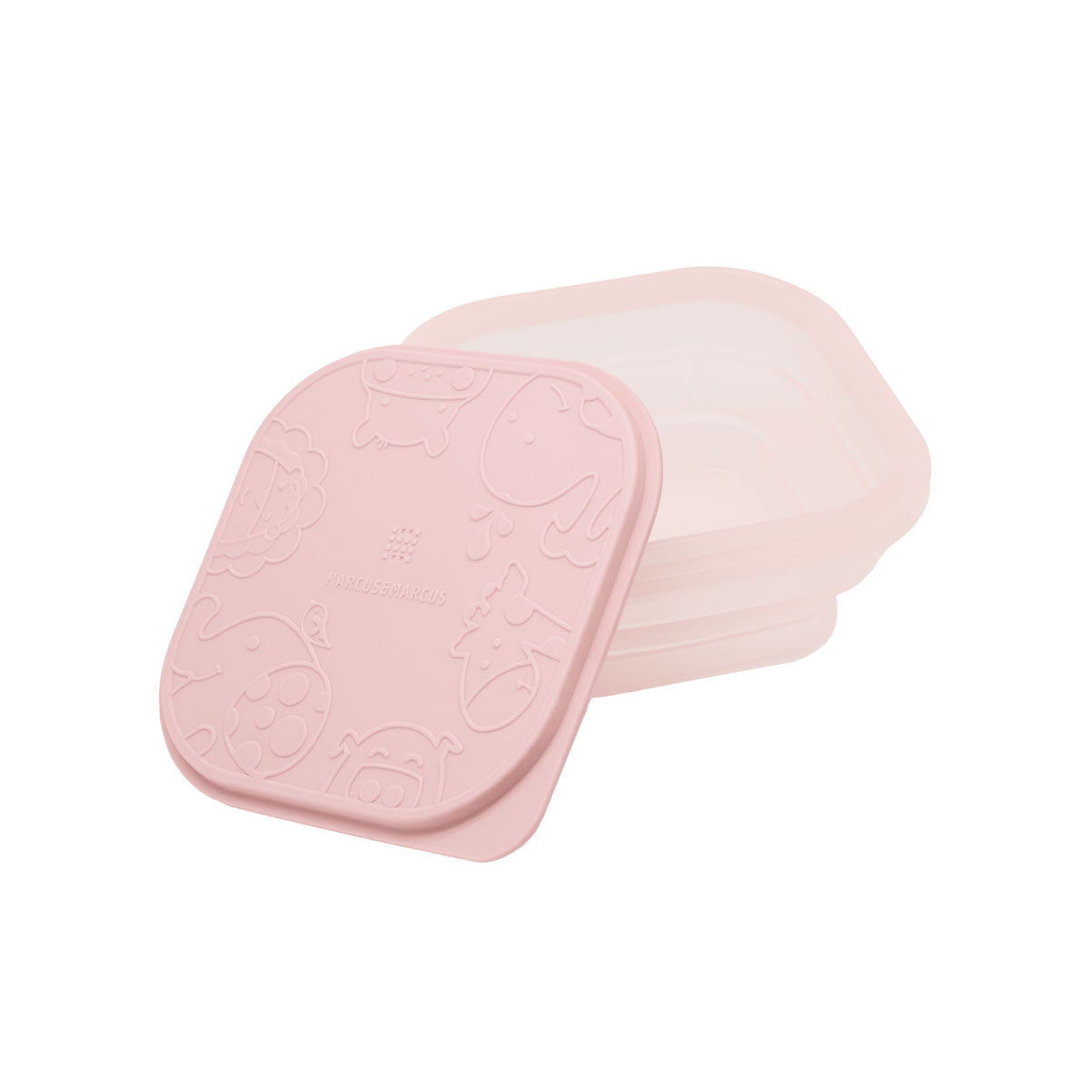 Pote Quadrado Dobrável com Tampa para Refeição ou Snack 400 ml Rosa