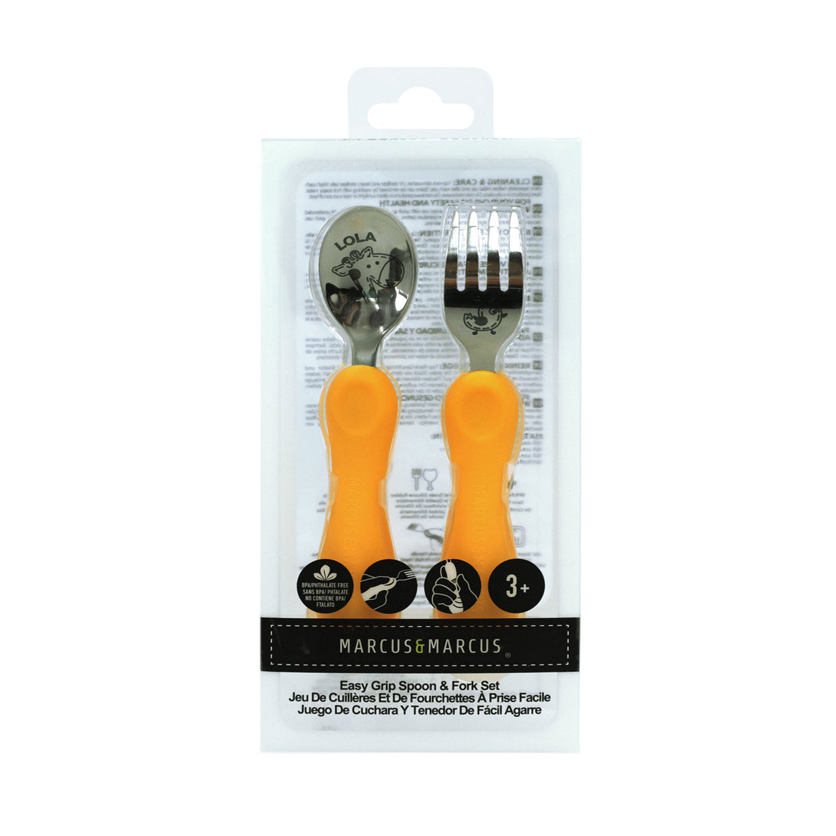 Jogo Anatômico Colher e Garfo em Silicone e Inox 2 Peças Girafa Lola - Amarelo