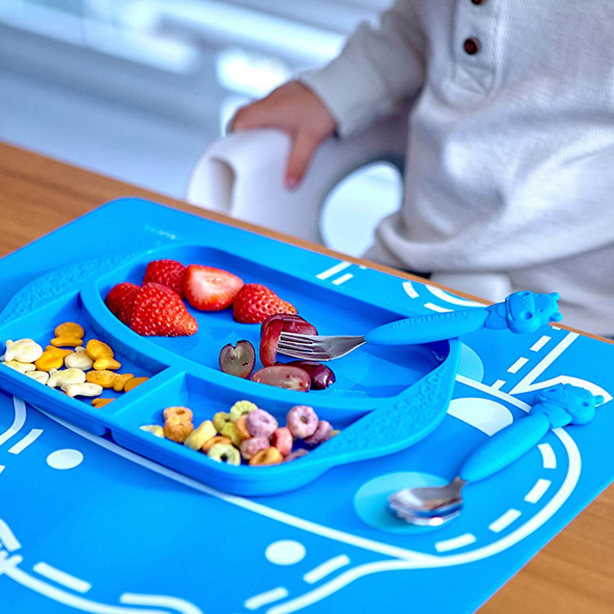 Jogo de Colher e Garfo com Inox Hipopótamo Lucas - Azul