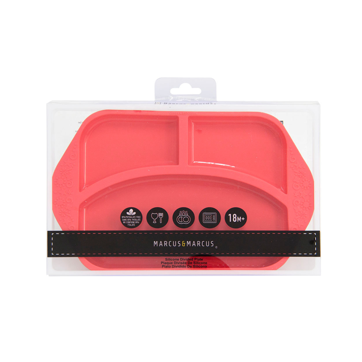Prato Com 3 Divisórias Em Silicone Leão Marcus - Vermelho