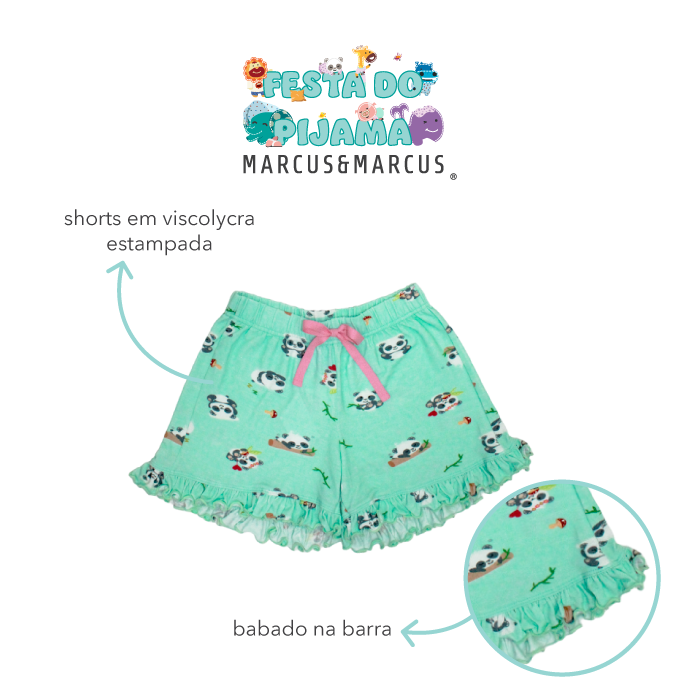 Pijama Curto Feminino Panda Pebble