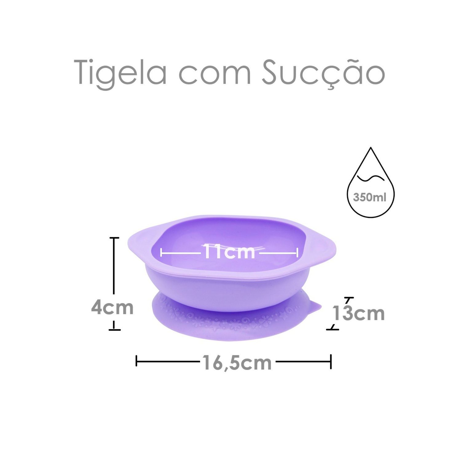 Tigela com Sucção Baleia Willo - Lilás