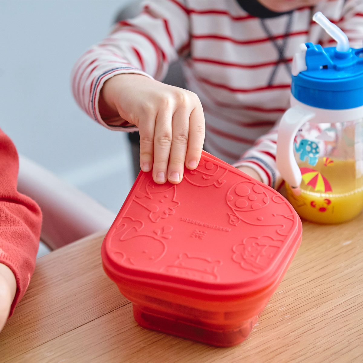 Pote Quadrado Dobrável com Tampa para Refeição ou Snack 400 ml Leão Marcus - Vermelho