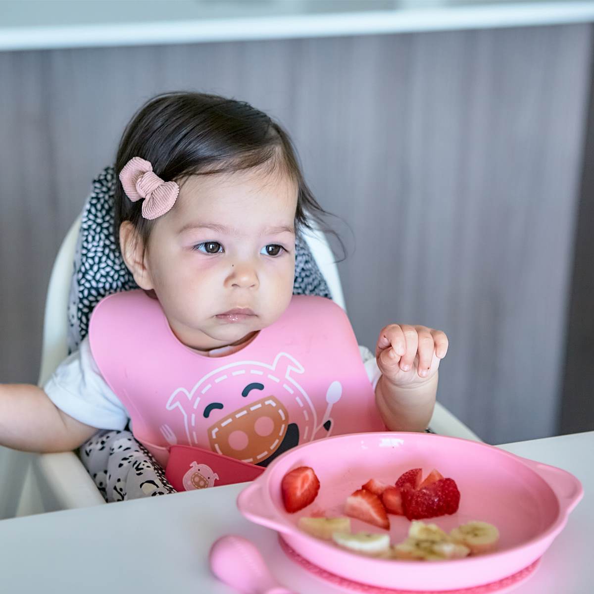 Prato Redondo com Sucção Porquinha Pokey - Rosa