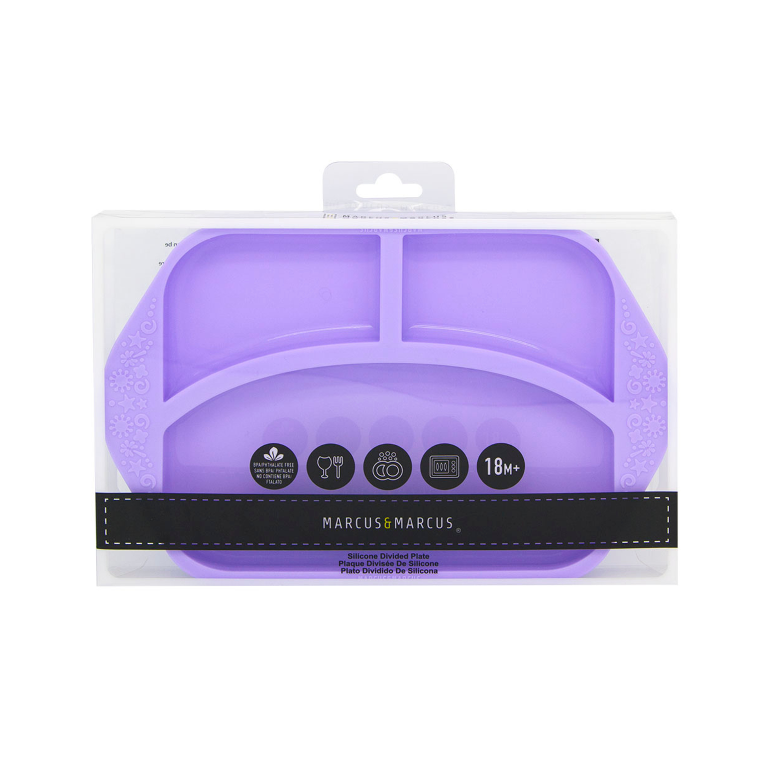 Prato Com 3 Divisórias Em Silicone Baleia Willo - Lilás