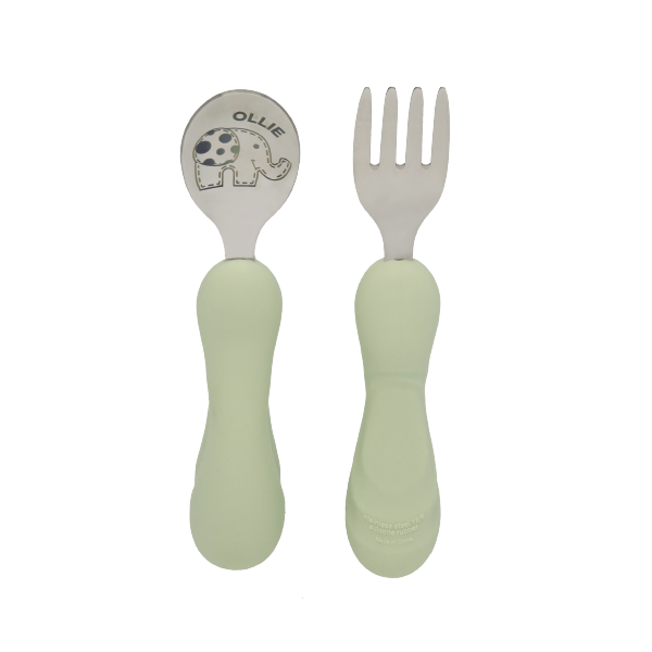 Kit Alimentação Infantil Ecológico 5 Peças (Prato. Tigela. Caneca. Colher E Garfo) Verde