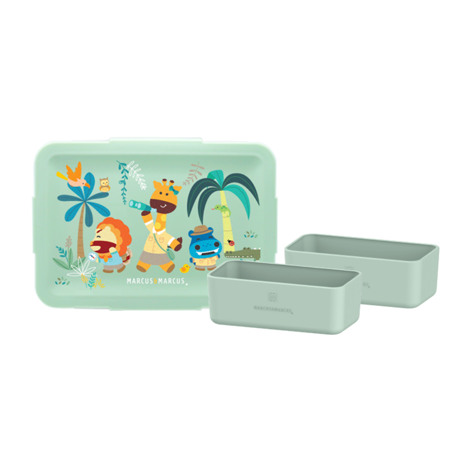 Bento Box Com 2 Divisórias Em Silicone Removíveis 700Ml Jungle - Verde