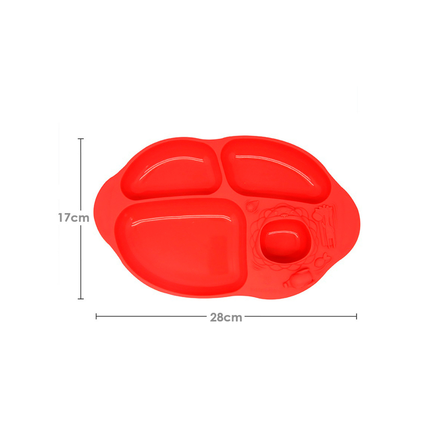 Prato com 4 Divisórias e Sucção Leão Marcus - Vermelho