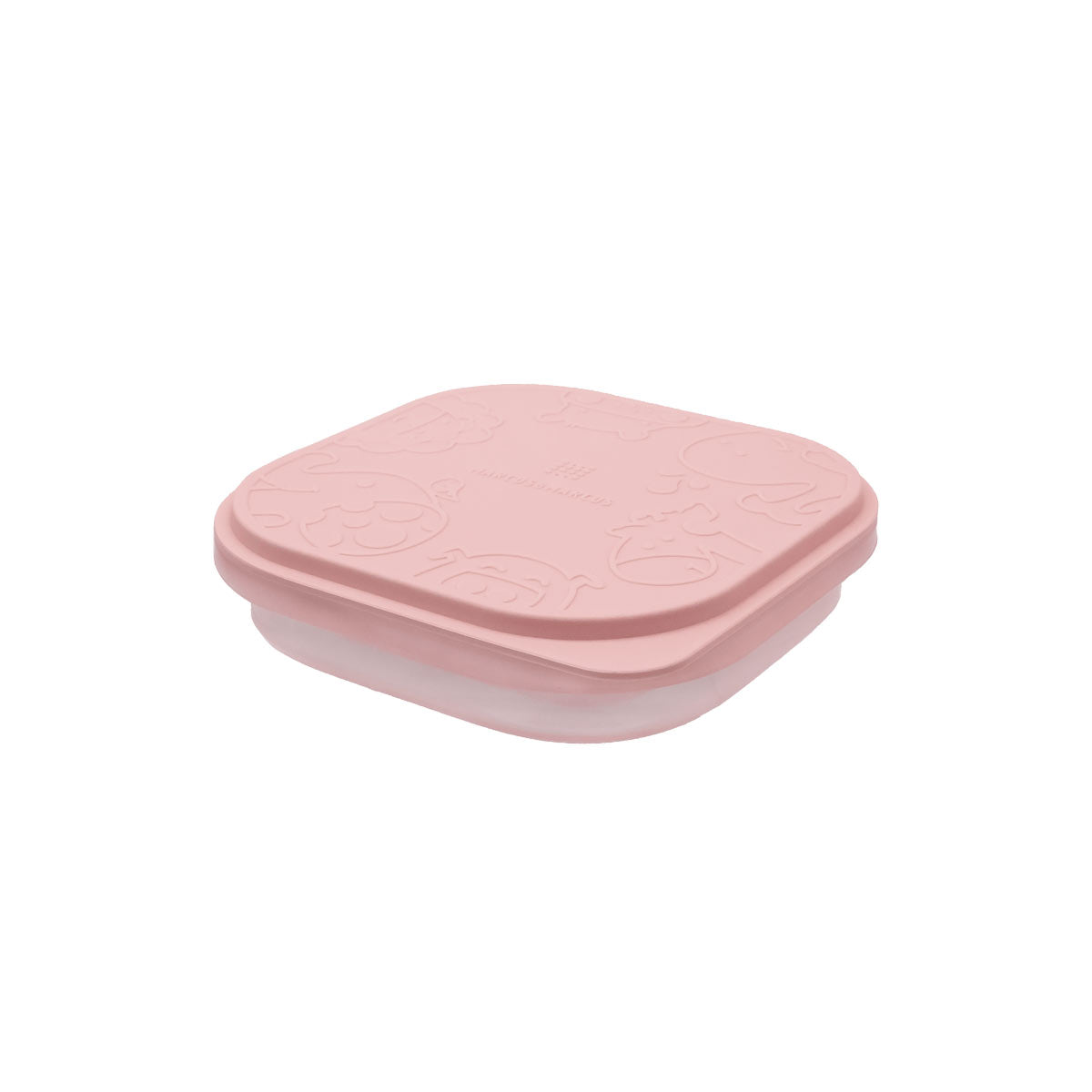 Pote Quadrado Dobrável com Tampa para Refeição ou Snack 400 ml Rosa