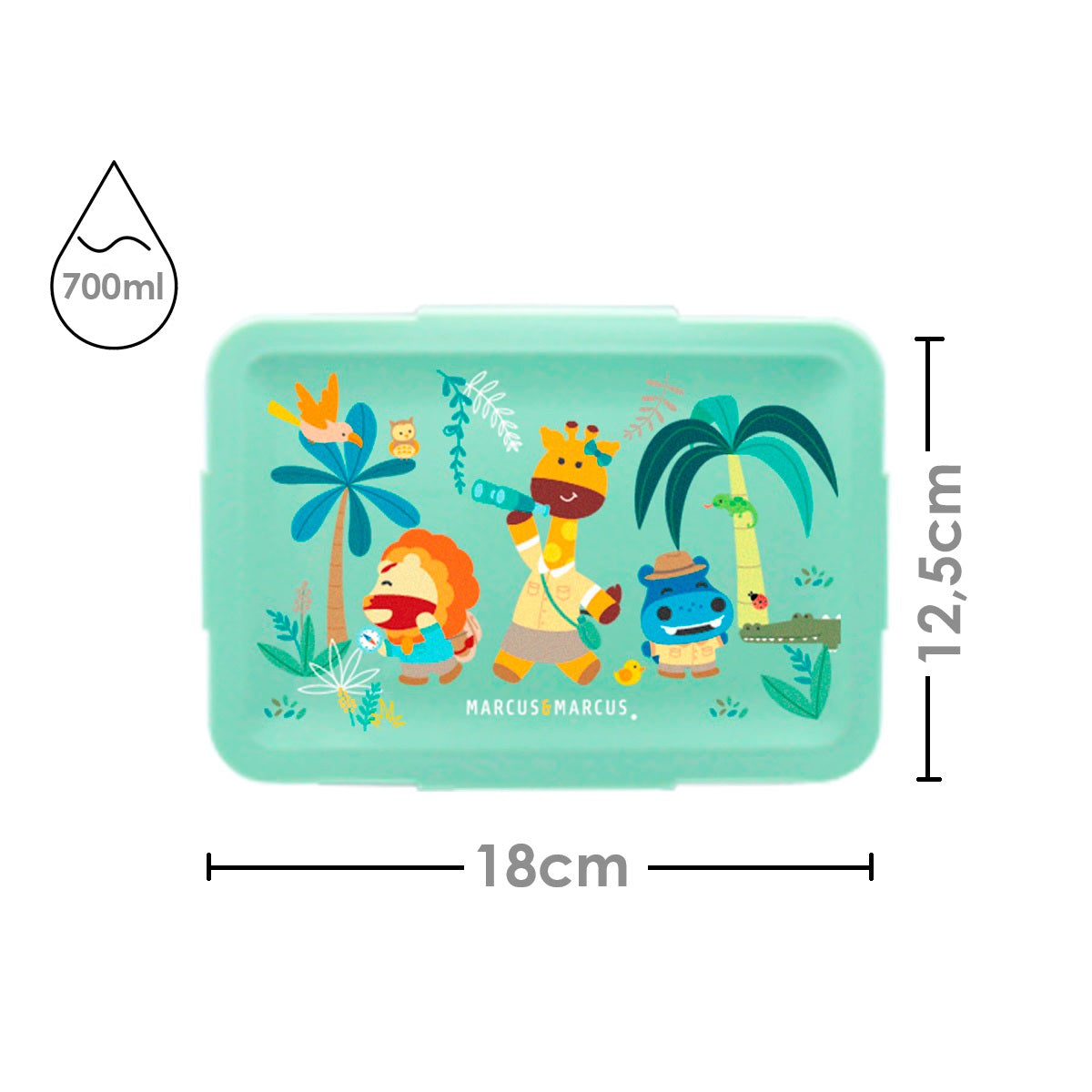 Bento Box Com 2 Divisórias Em Silicone Removíveis 700Ml Jungle - Verde