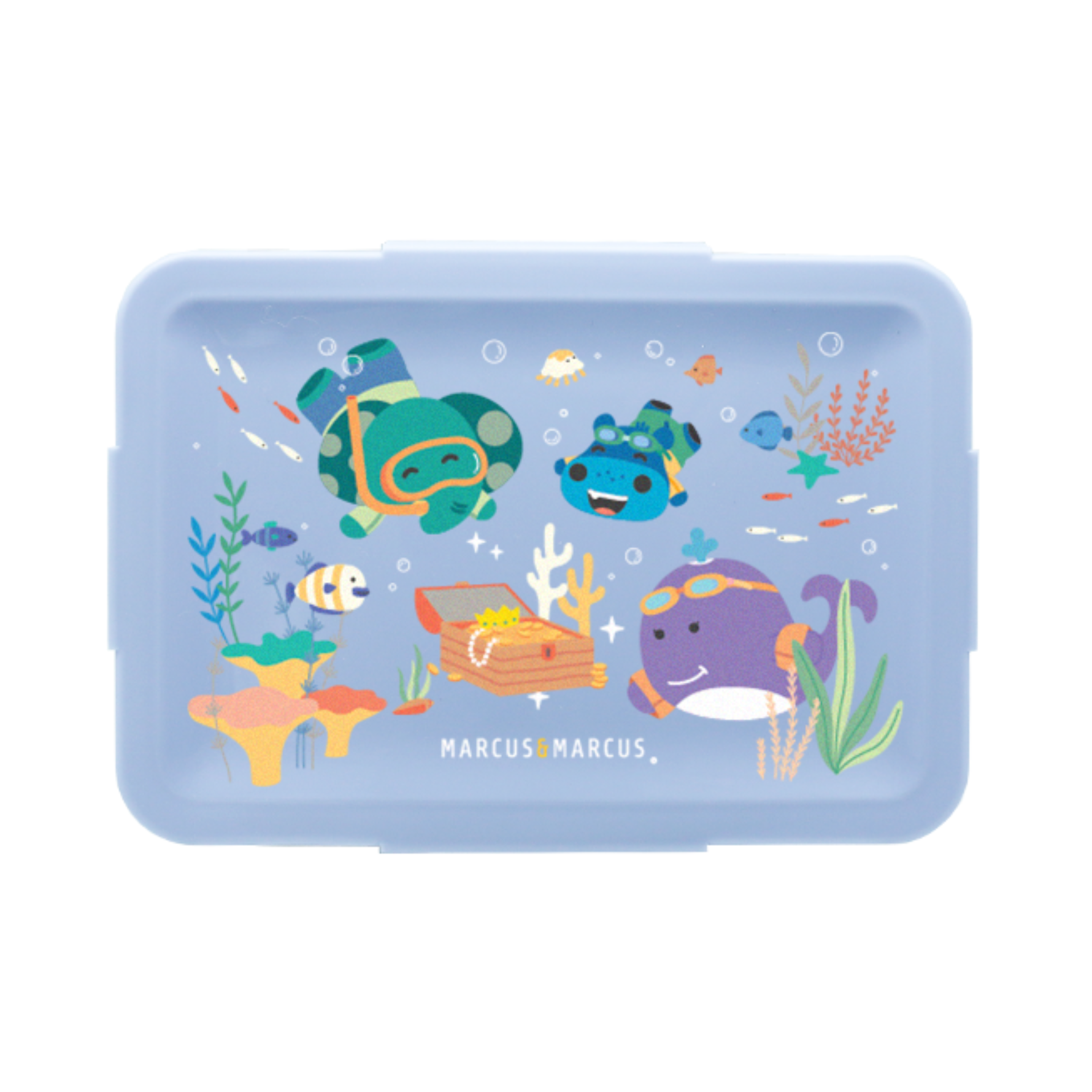 Bento Box Com 2 Divisórias Em Silicone Removíveis 700Ml Sealife - Azul