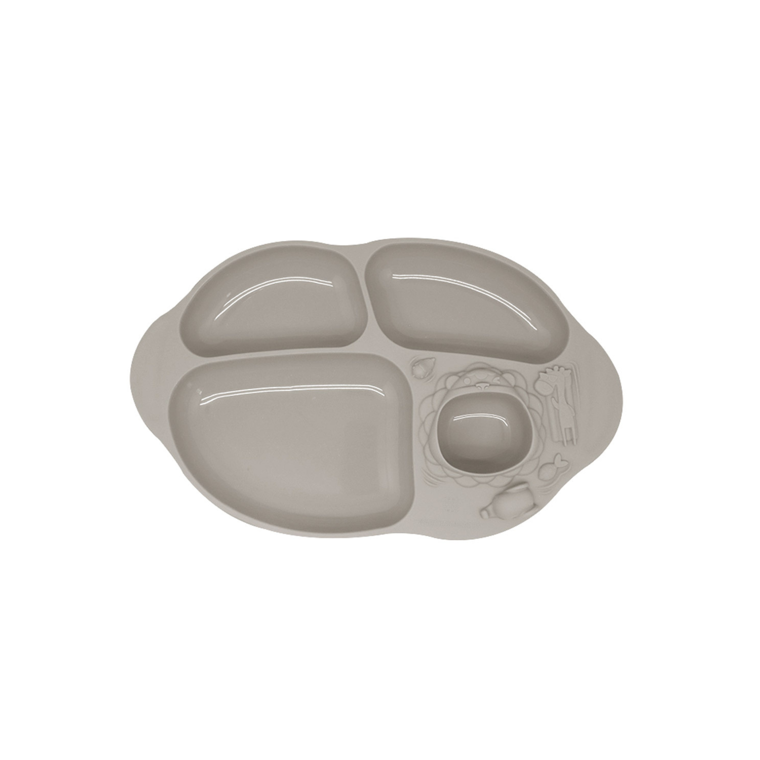 Prato com 4 Divisórias e Sucção Panda Pebble - Cinza