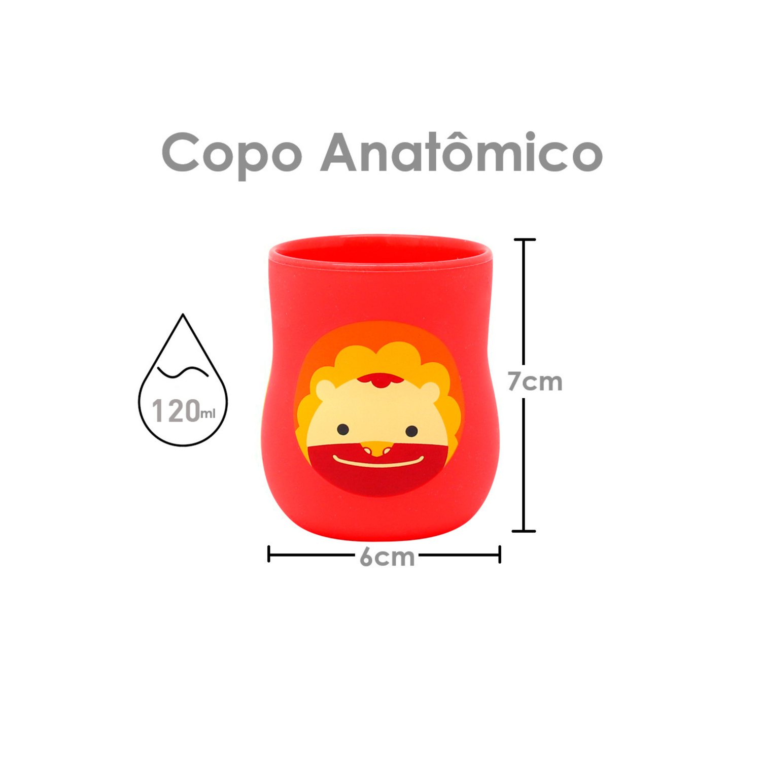 Copo Anatômico em Silicone 120 ml Leão Marcus - Vermelho