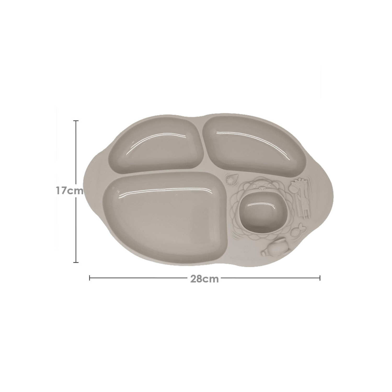 Prato com 4 Divisórias e Sucção Panda Pebble - Cinza