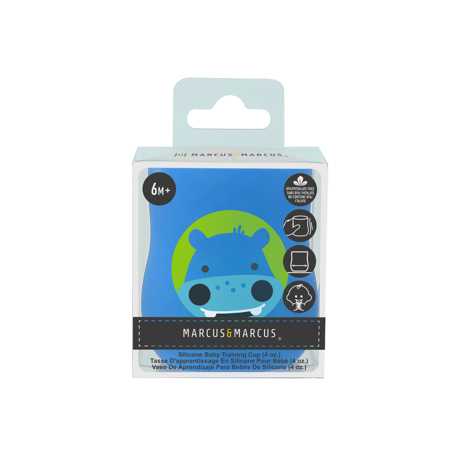 Copo Anatômico em Silicone 120 ml Hipopótamo Lucas - Azul