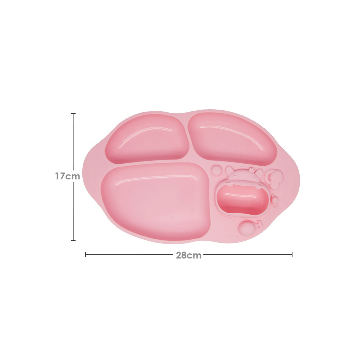 Prato com 4 Divisórias e Sucção Porquinha Pokey - Rosa