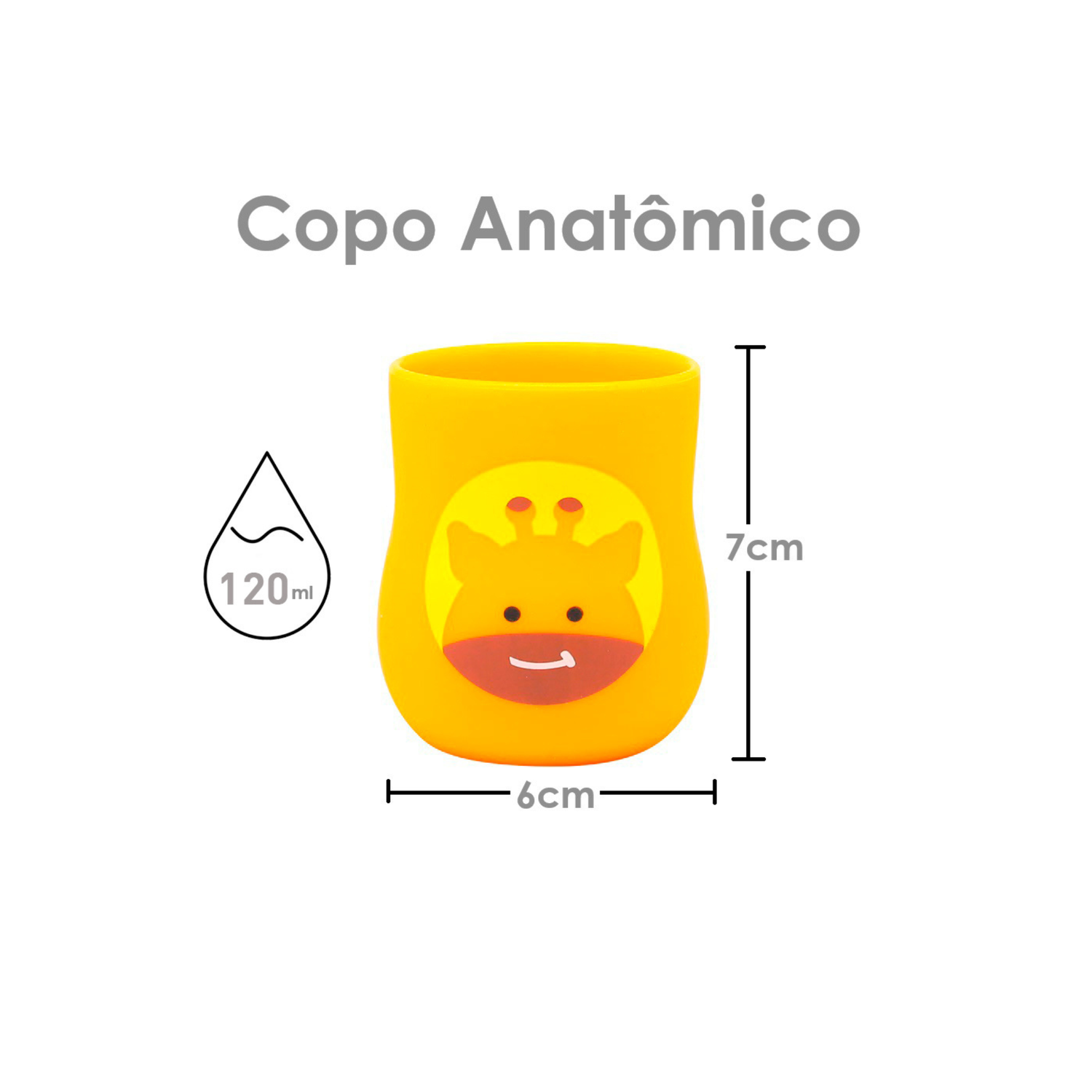 Copo Anatômico em Silicone 120 ml Girafa Lola - Amarelo