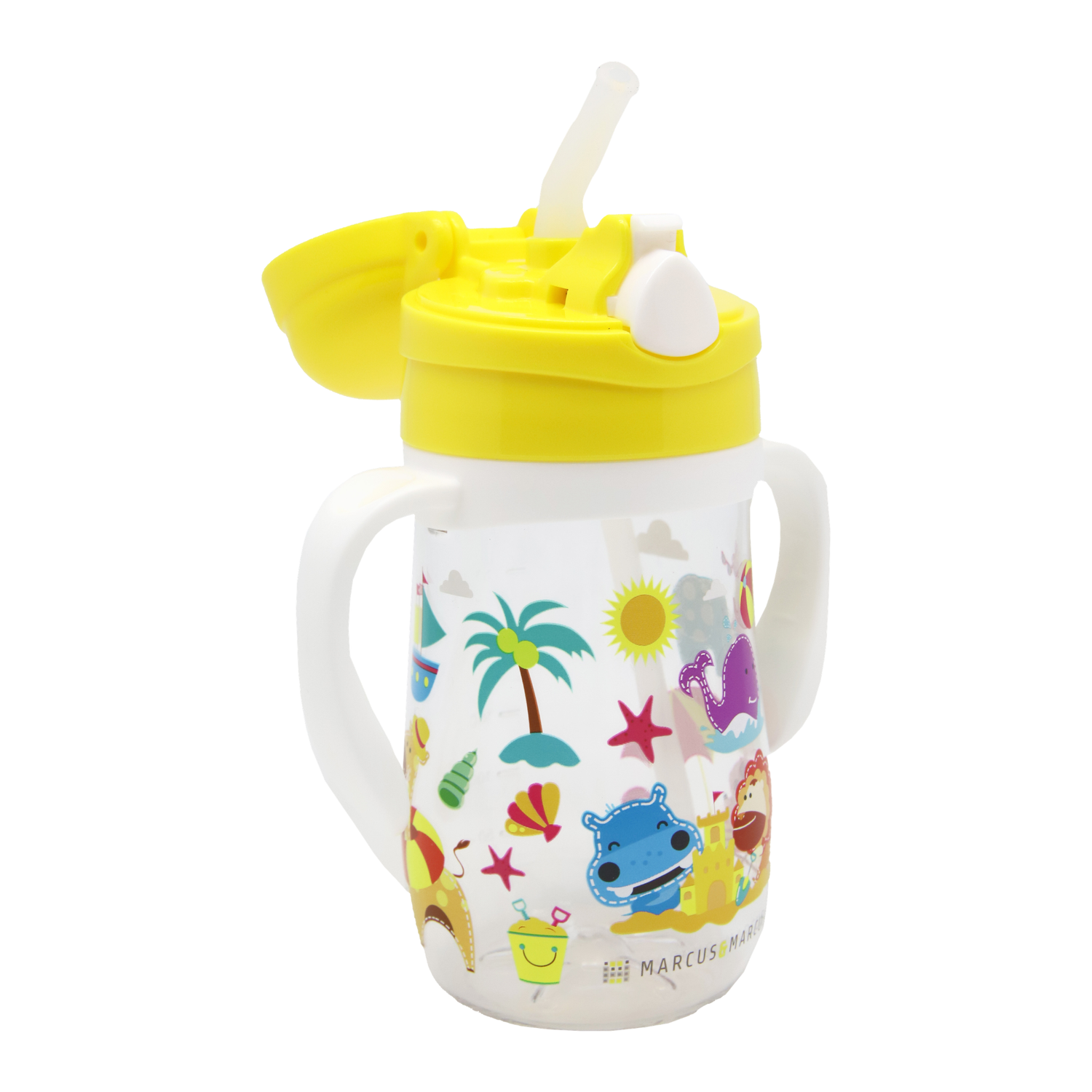 Copo de Treinamento em Tritan com Canudo e Tampa Pop-Up Girafa Lola - Amarelo
