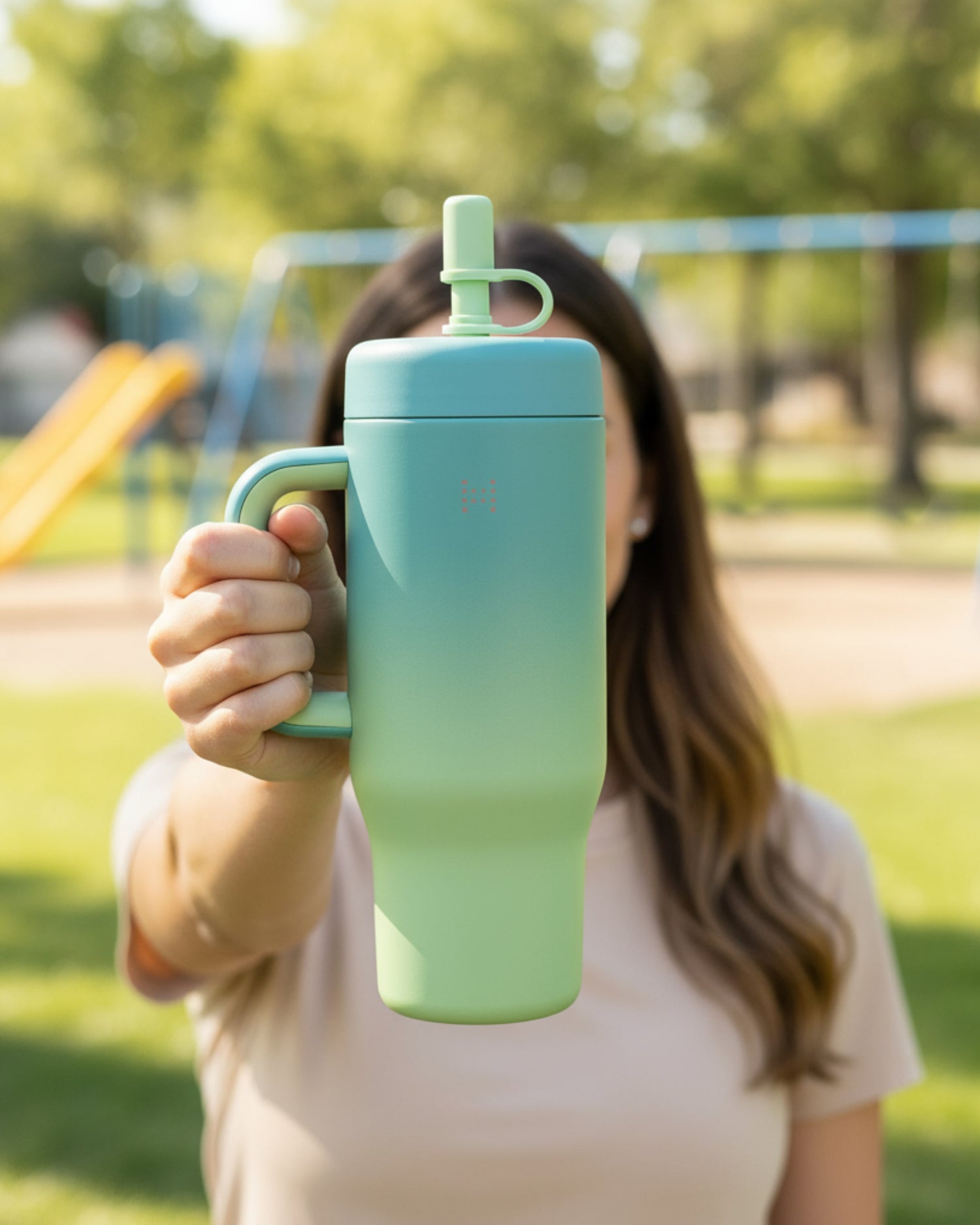 Copo Térmico Tropical 650 ml com Canudo e Alça - Verde
