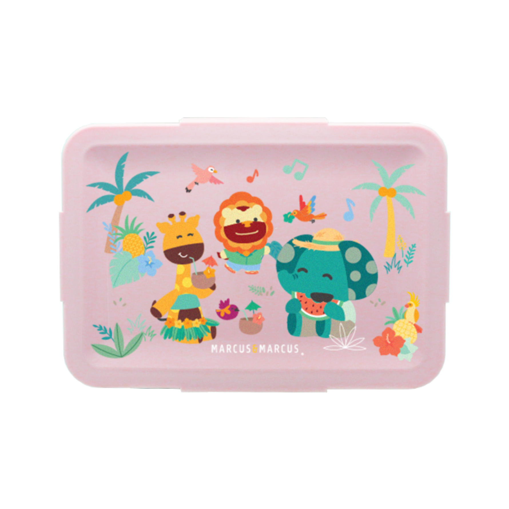 Bento Box Com 2 Divisórias Em Silicone Removíveis 700Ml Tropical - Rosa