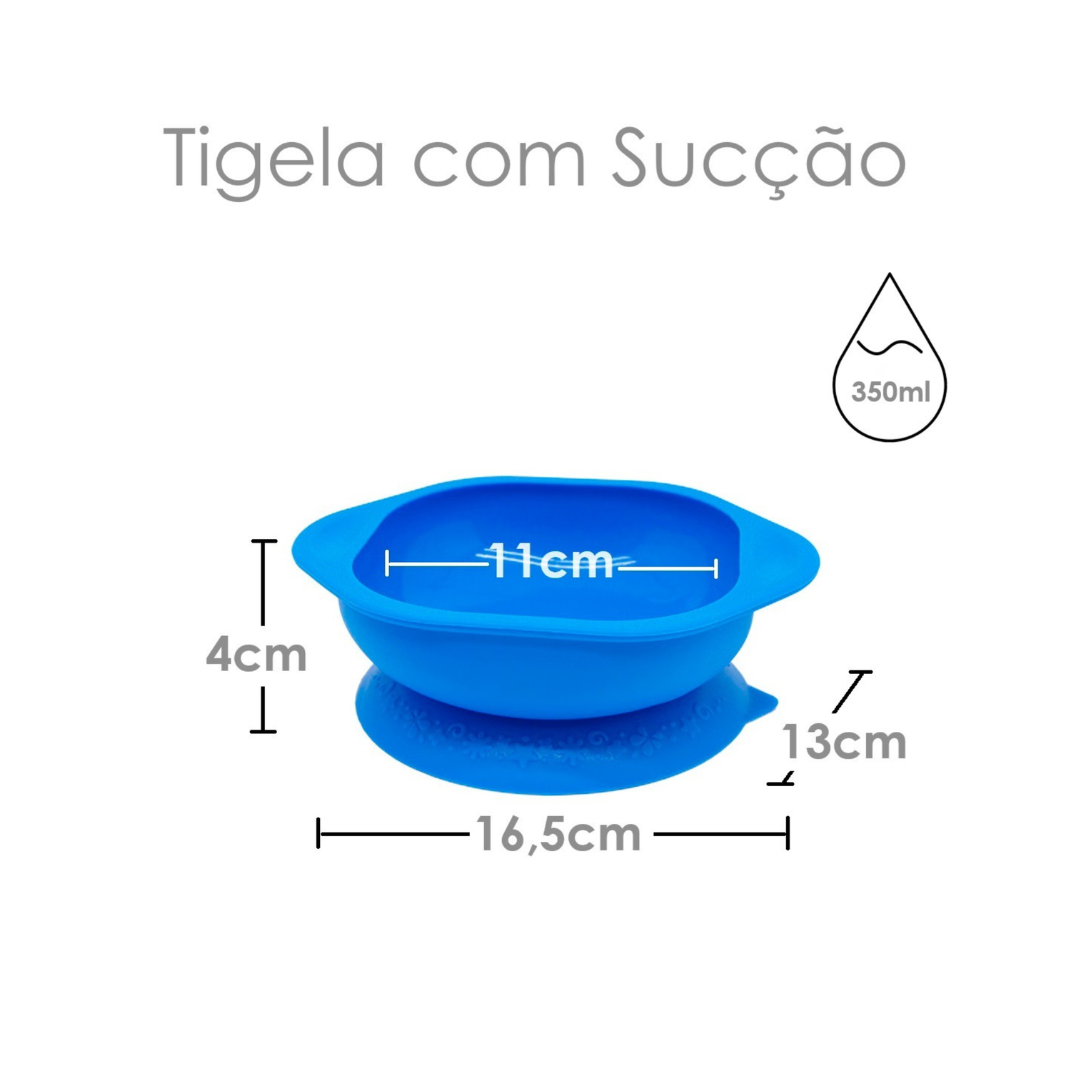 Tigela com Sucção Hipopótamo Lucas - Azul