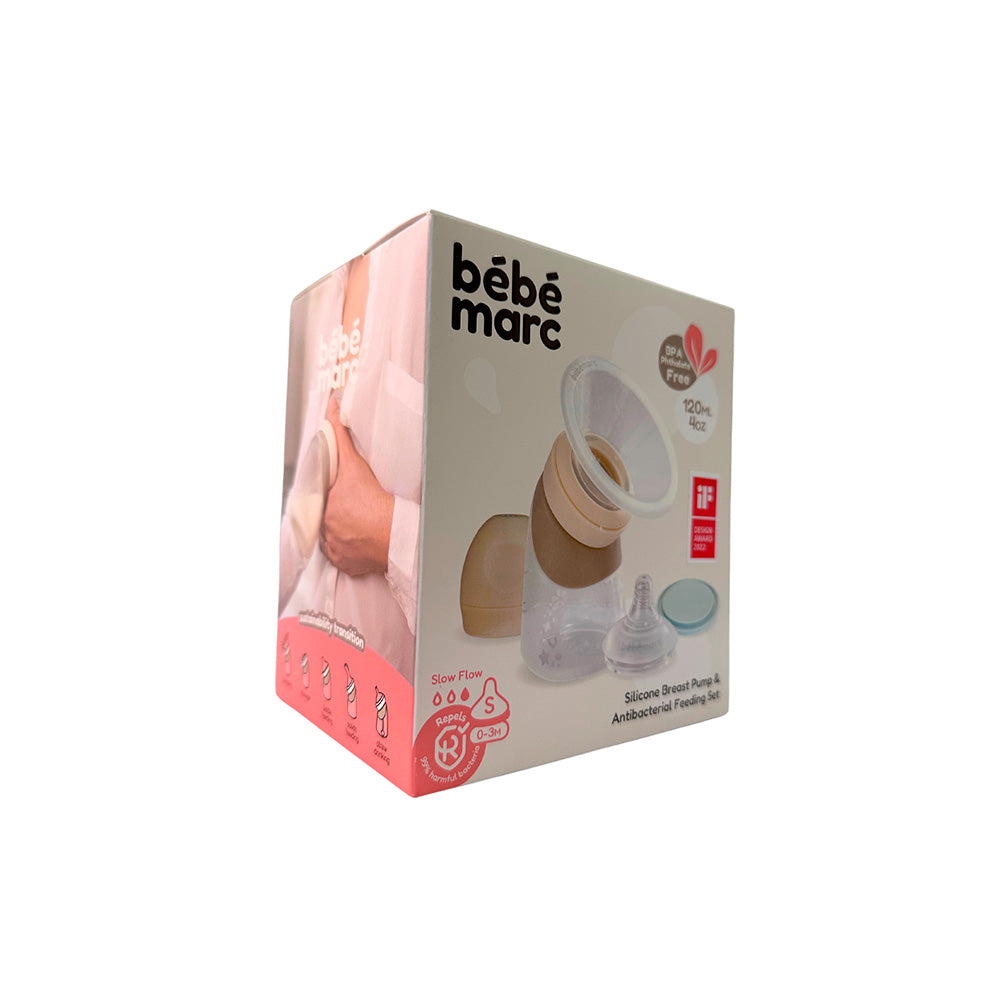 Bomba Coletora e Mamadeira Angulada em Silicone 120 ml - Creme