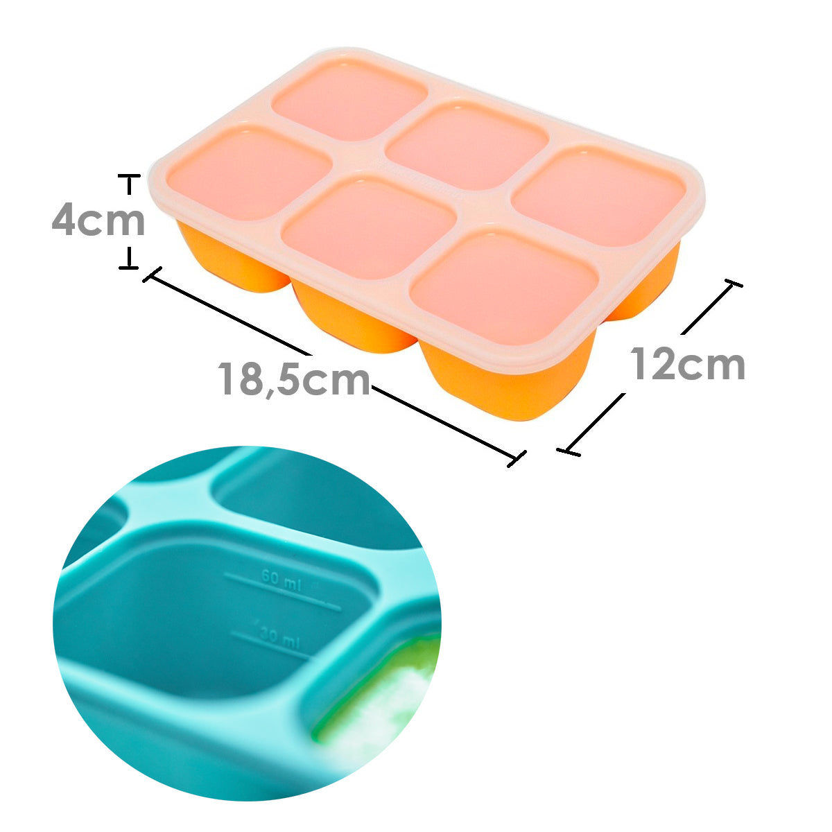 Forma para Congelar Alimento com 6 Cubos 60 ml Girafa Lola - Amarelo