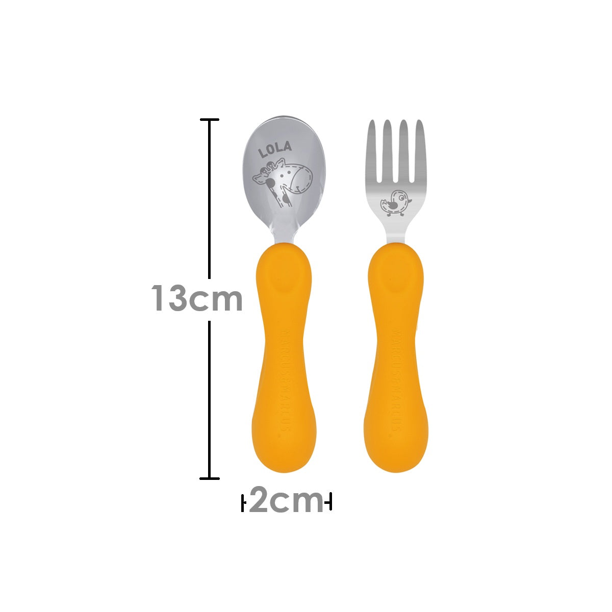 Jogo Anatômico Colher e Garfo em Silicone e Inox 2 Peças Girafa Lola - Amarelo