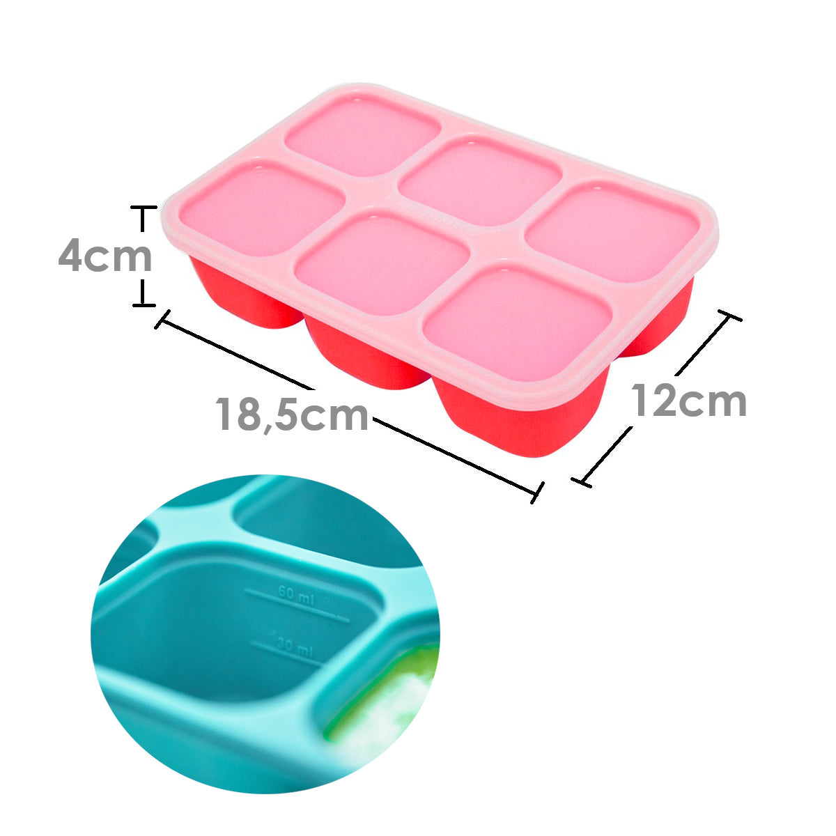 Forma para Congelar Alimento com 6 Cubos 60 ml Leão Marcus - Vermelho