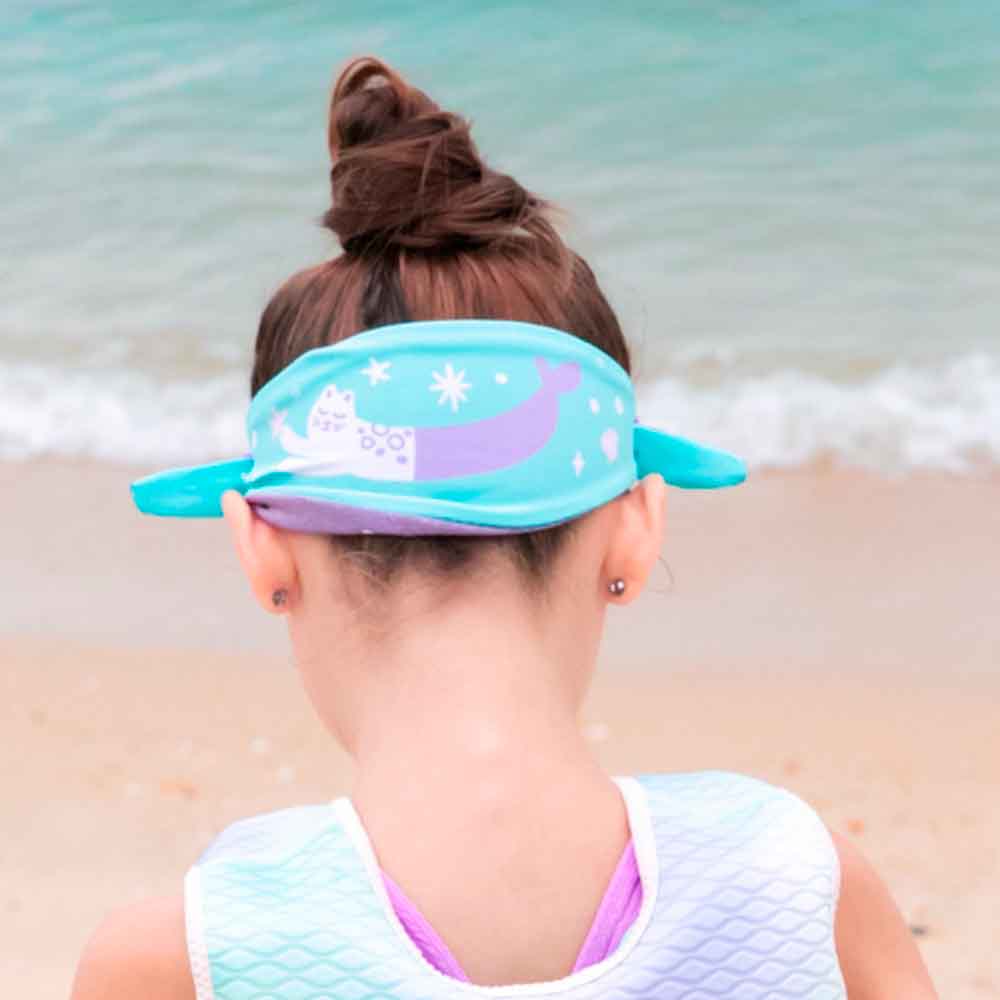 Óculos de Natação com Bandana Gatinha Sereia - Lilás e Verde