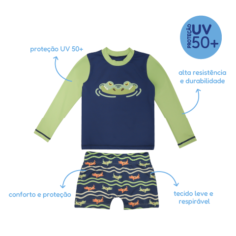 Conjunto Camiseta e Sunga UV +50 Répteis da Selva