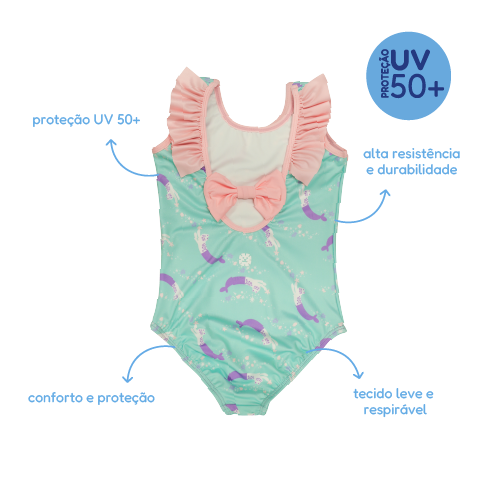 Maiô UV +50 Gatinha Sereia