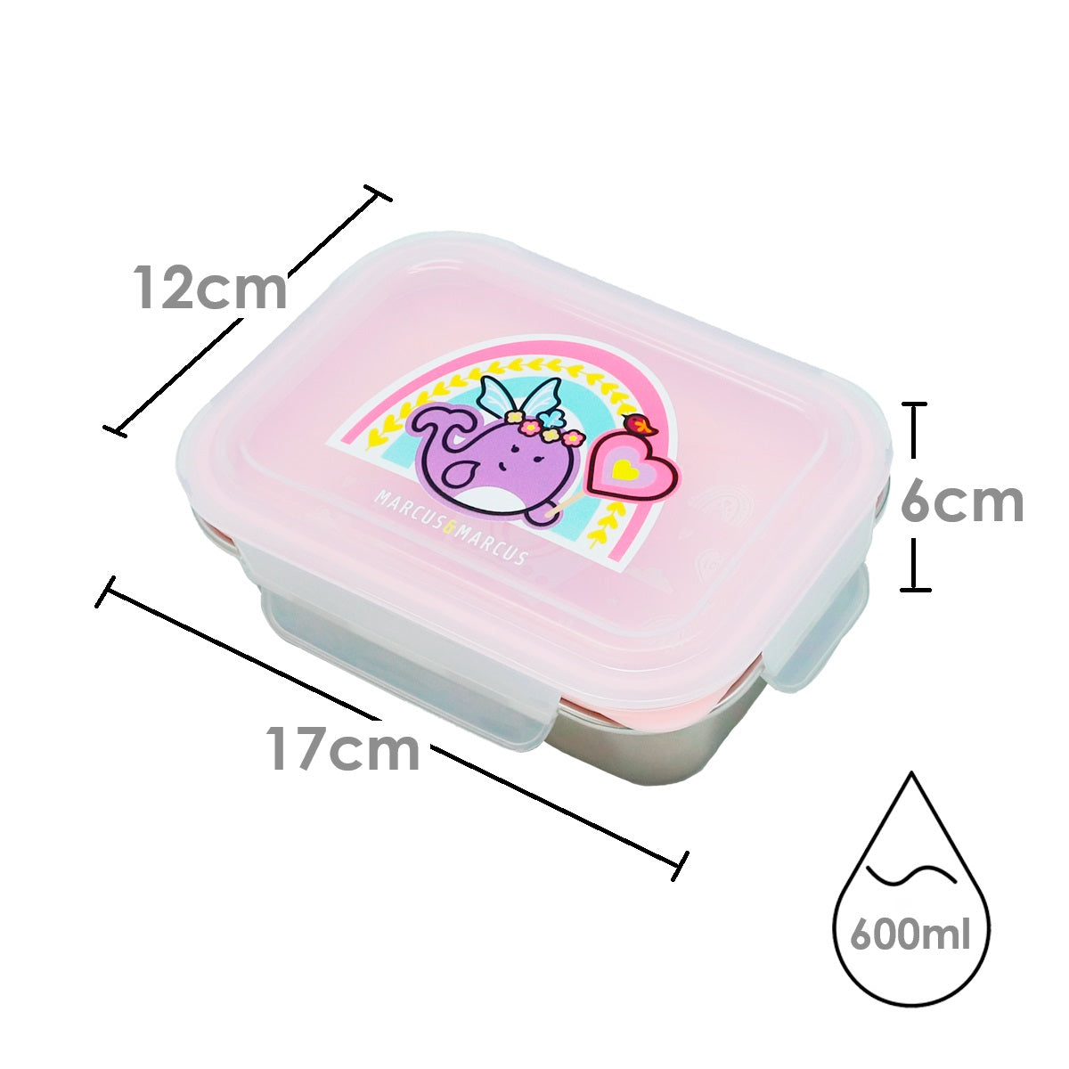 Lancheira 2 Estágios em Inox (com Etiqueta Personalizável) Arco-Íris - Rosa