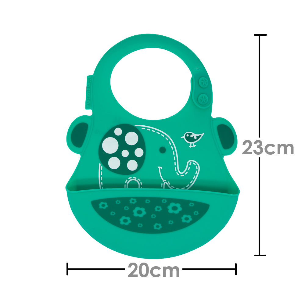 Babador Em Silicone Elefante Ollie - Verde