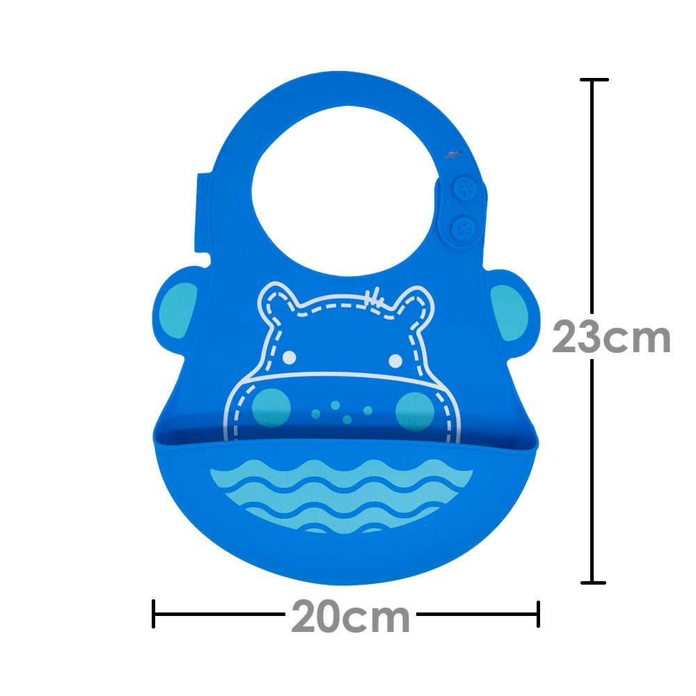 Babador Em Silicone Hipopótamo Lucas - Azul