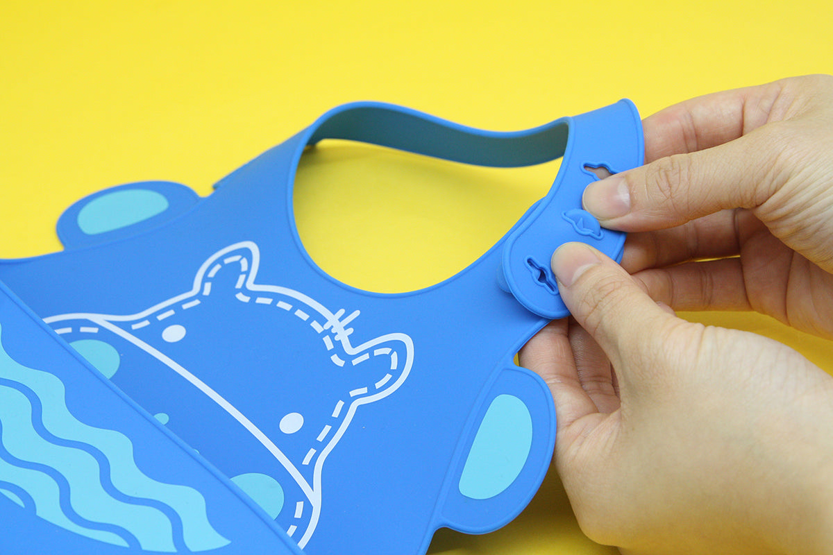 Babador Em Silicone Hipopótamo Lucas - Azul