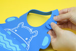 Babador Em Silicone Hipopótamo Lucas - Azul