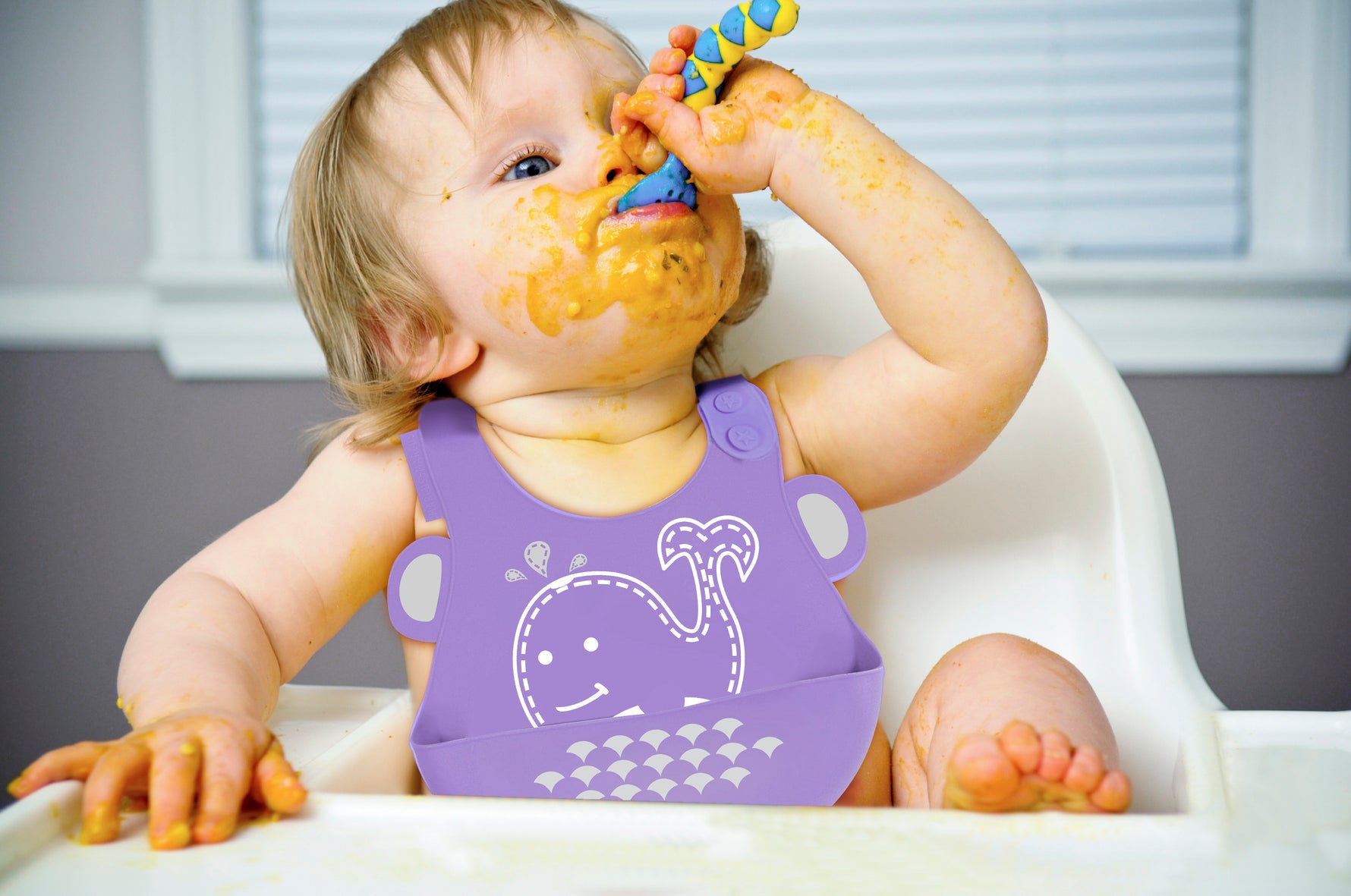Babador Em Silicone Baleia Willo - Lilás