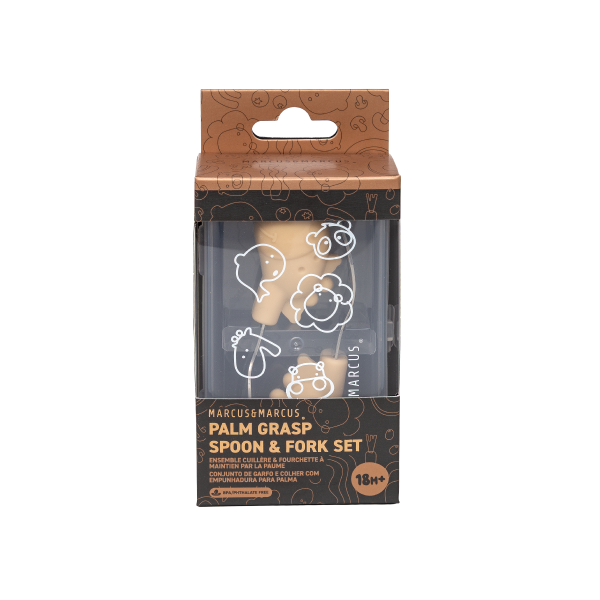 Primeiro Jogo de Colher e Garfo em Silicone e Inox Girafa Lola - Amarelo Manteiga