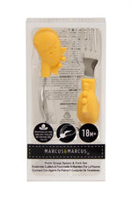 Primeiro Jogo De Colher E Garfo Em Silicone E Inox Girafa Lola - Amarelo