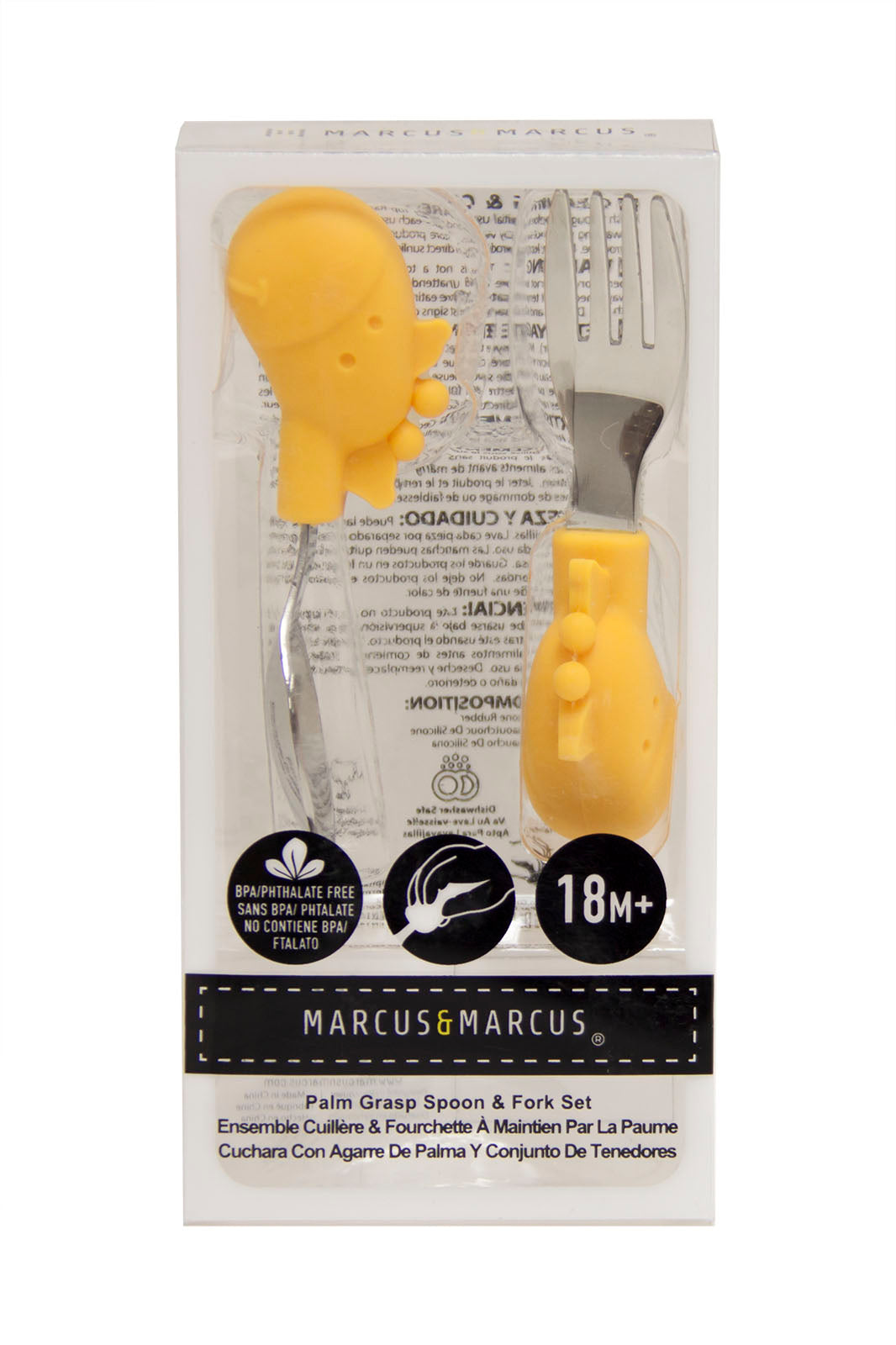 Primeiro Jogo De Colher E Garfo Em Silicone E Inox Girafa Lola - Amarelo