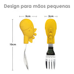 Primeiro Jogo De Colher E Garfo Em Silicone E Inox Girafa Lola - Amarelo