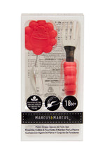 Primeiro Jogo De Colher E Garfo Em Silicone E Inox Leão Marcus - Vermelho
