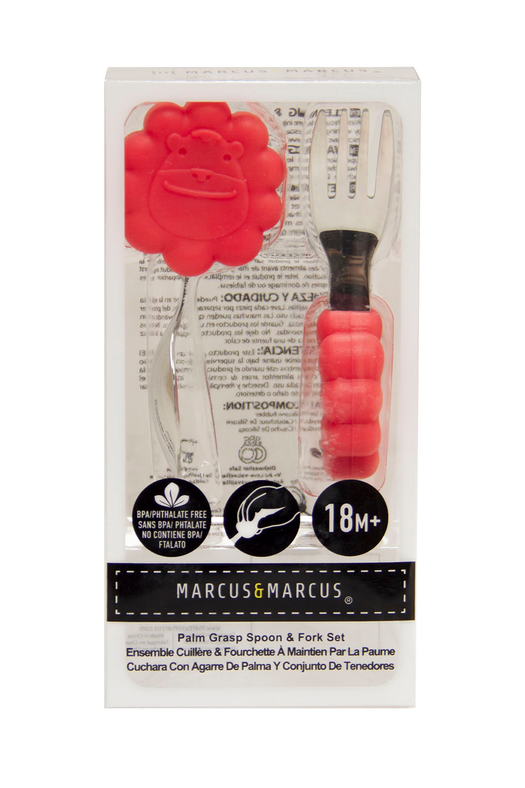 Primeiro Jogo De Colher E Garfo Em Silicone E Inox Leão Marcus - Vermelho